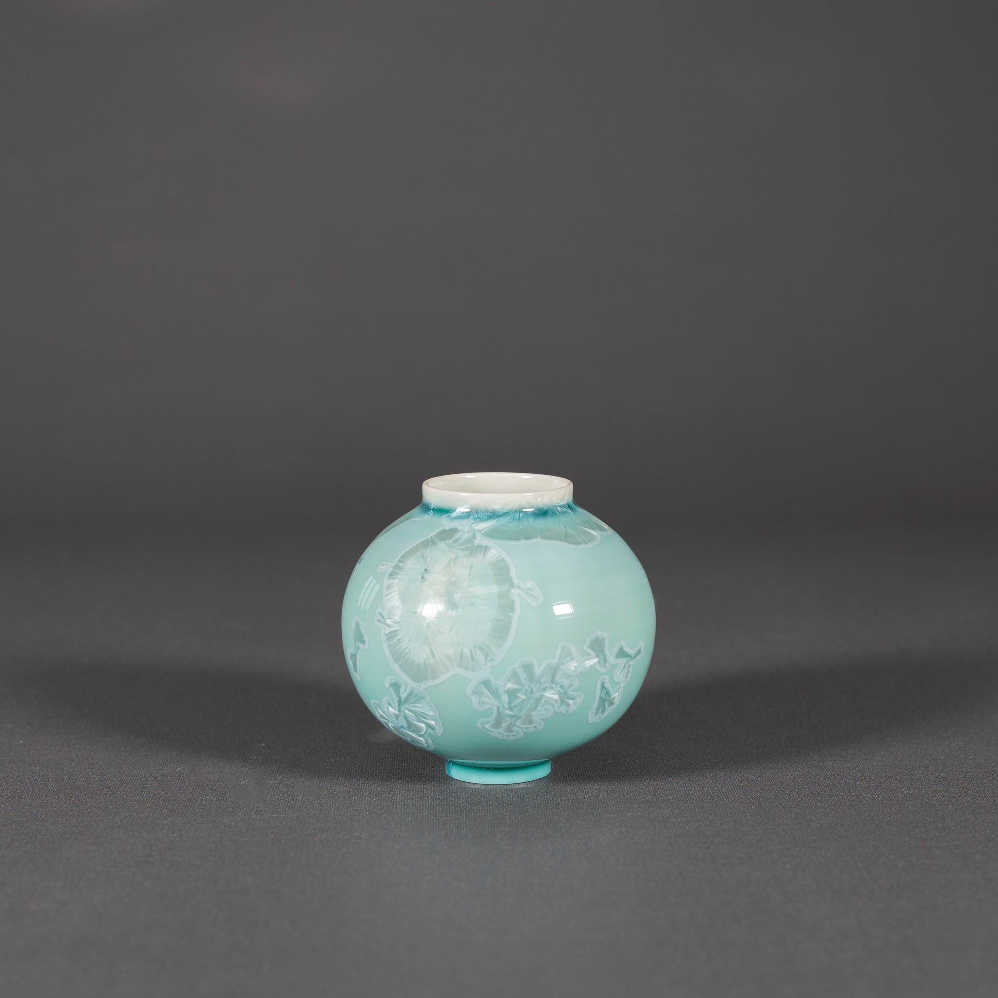 Miniature Turquoise Crystalline Vase