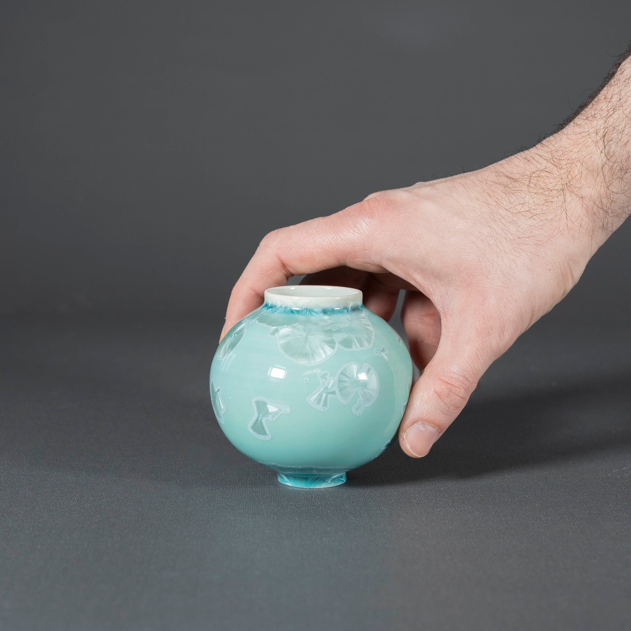 Miniature Turquoise Crystalline Vase