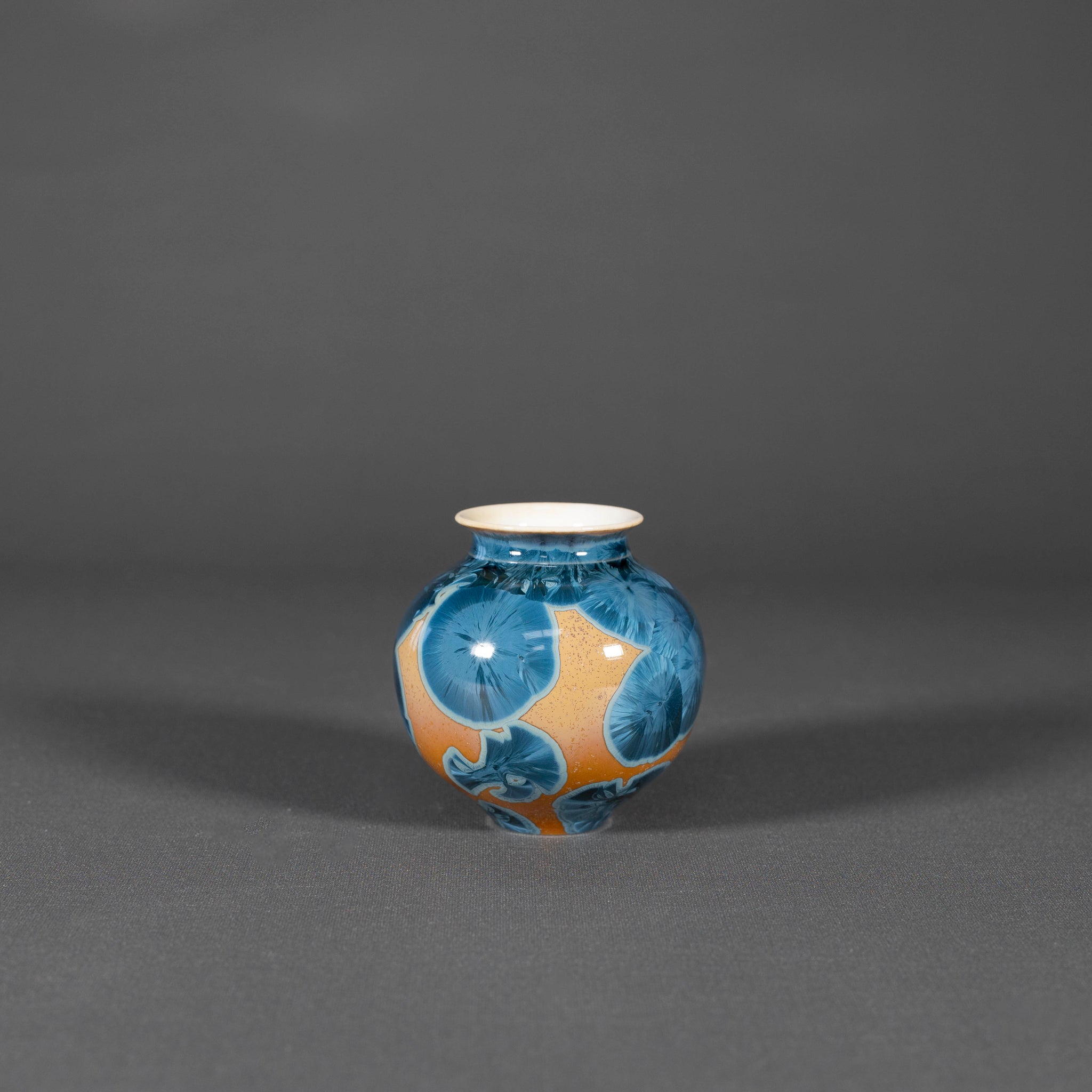 Miniature Yellow & Blue Crystalline Vase