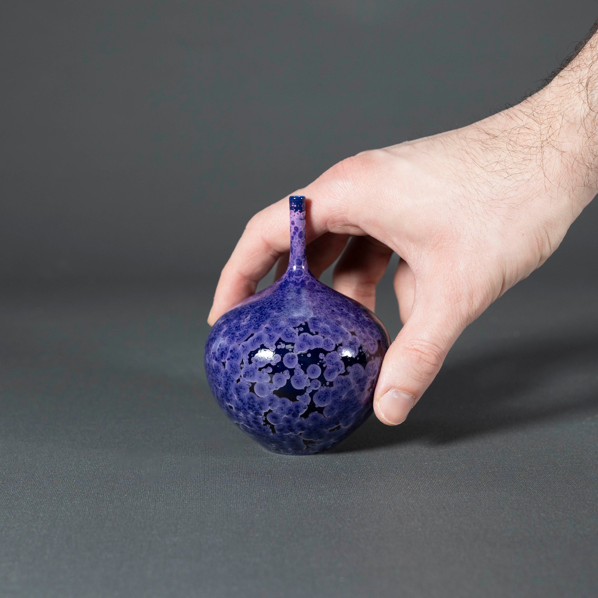 Miniature Cobalt Purple Crystalline Vase