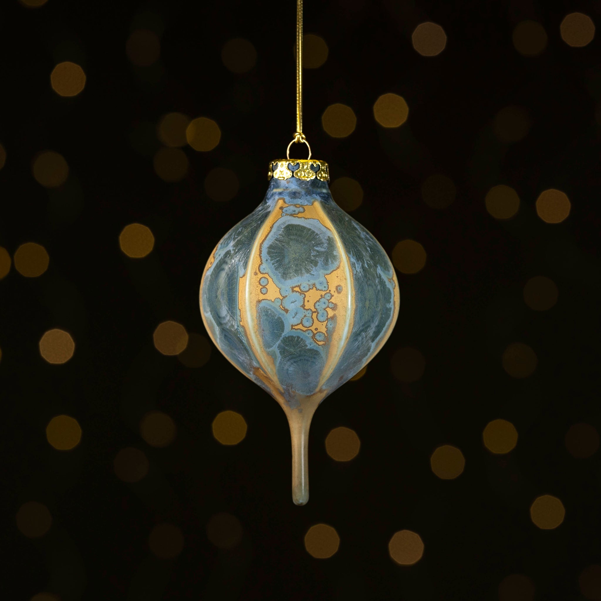 Matte Blue Crystalline Ornament