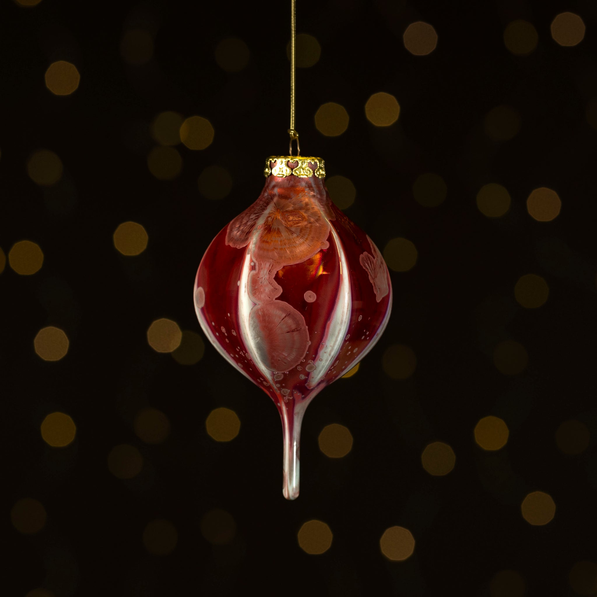 Frosted Copper Red Crystalline Ornament