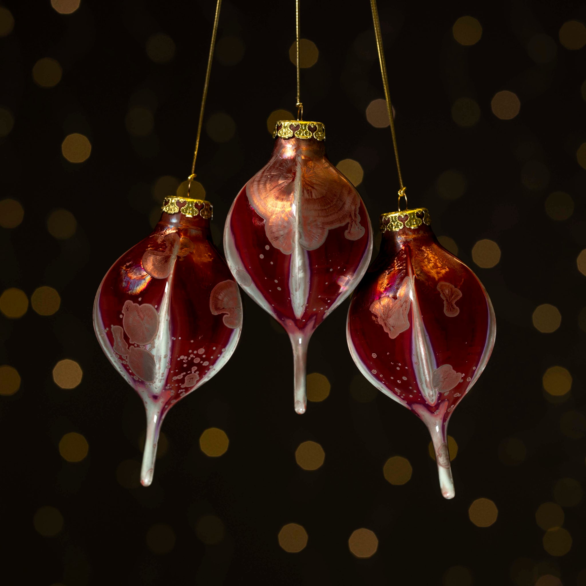 Frosted Copper Red Crystalline Ornament