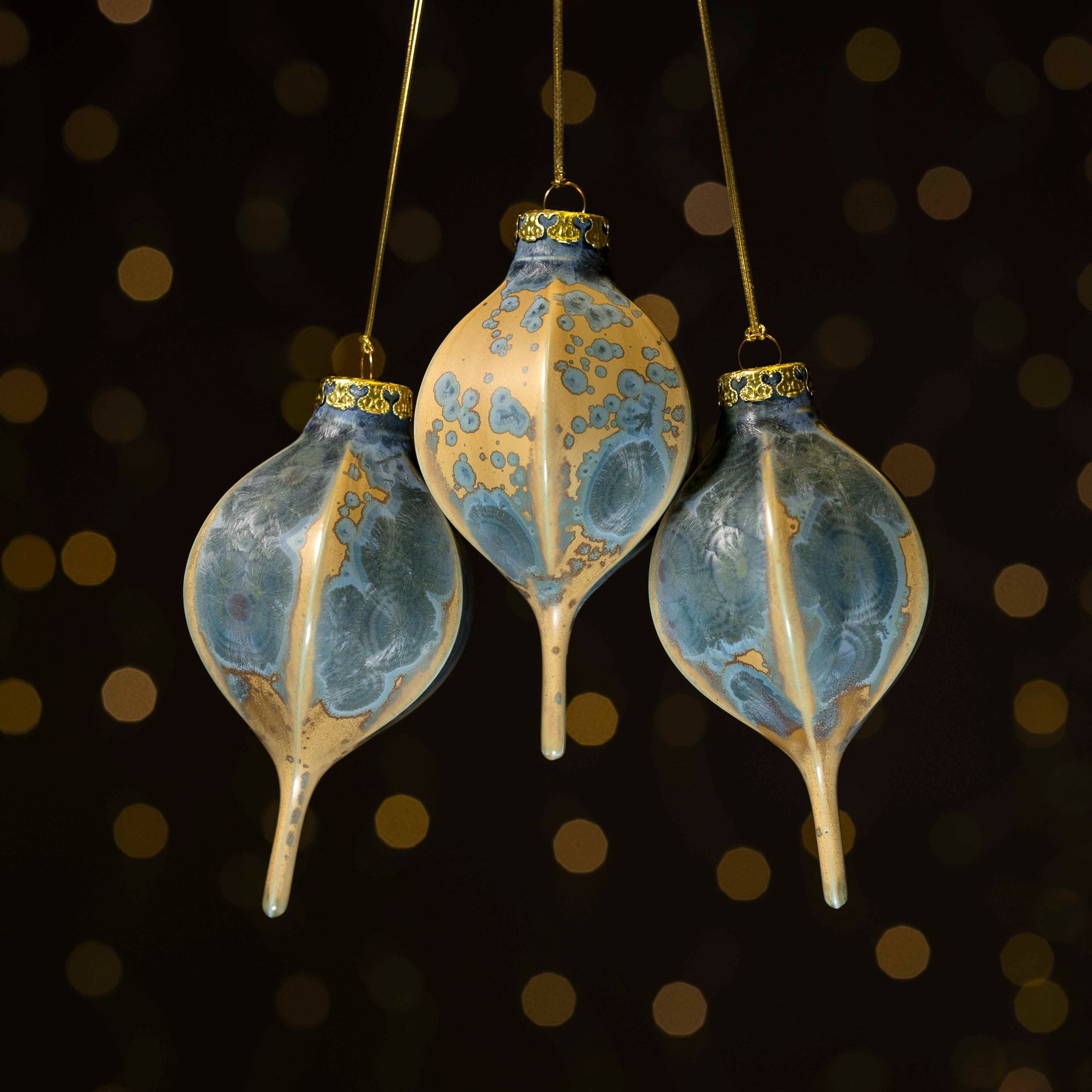 Matte Blue Crystalline Ornament