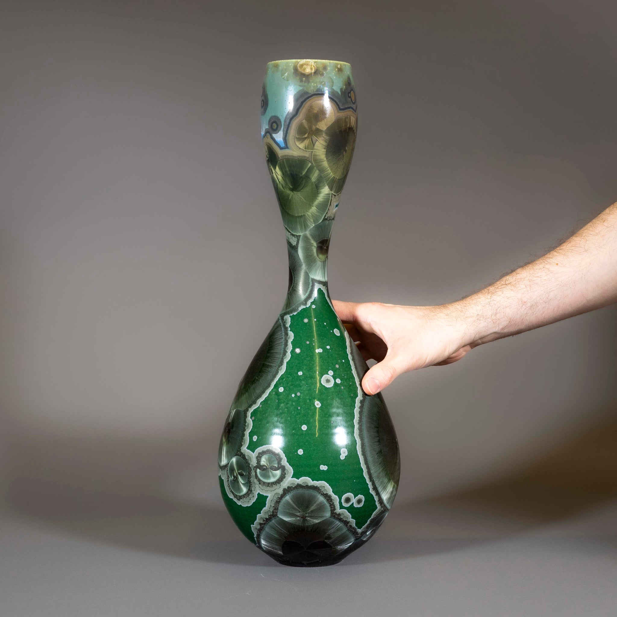 Dark Green Crystalline Vase