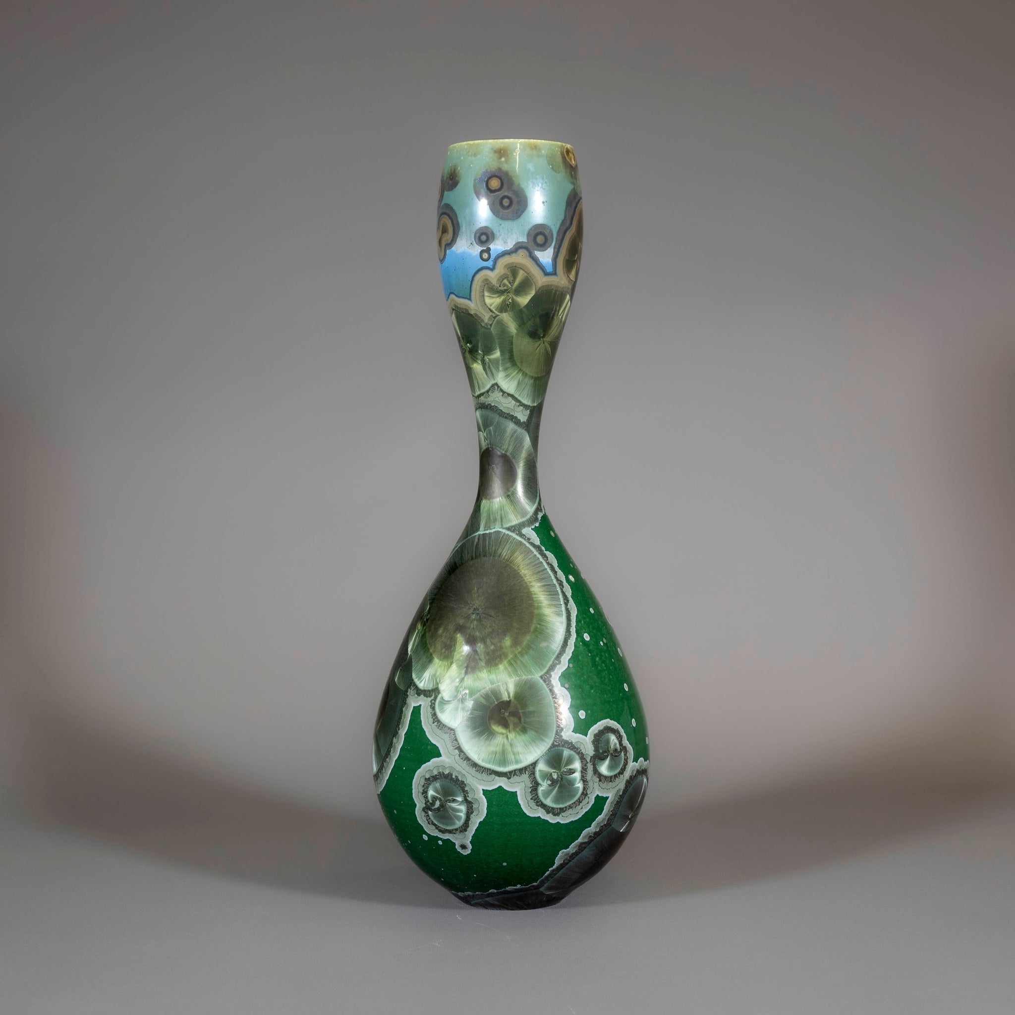 Dark Green Crystalline Vase