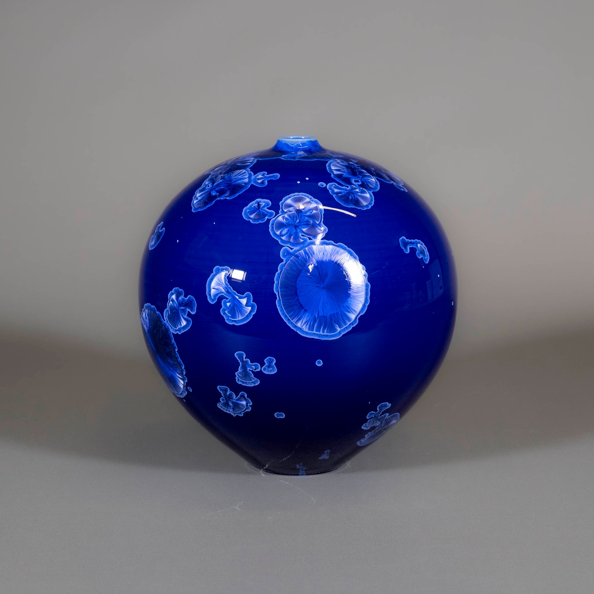 Azure Blue Crystalline Vase