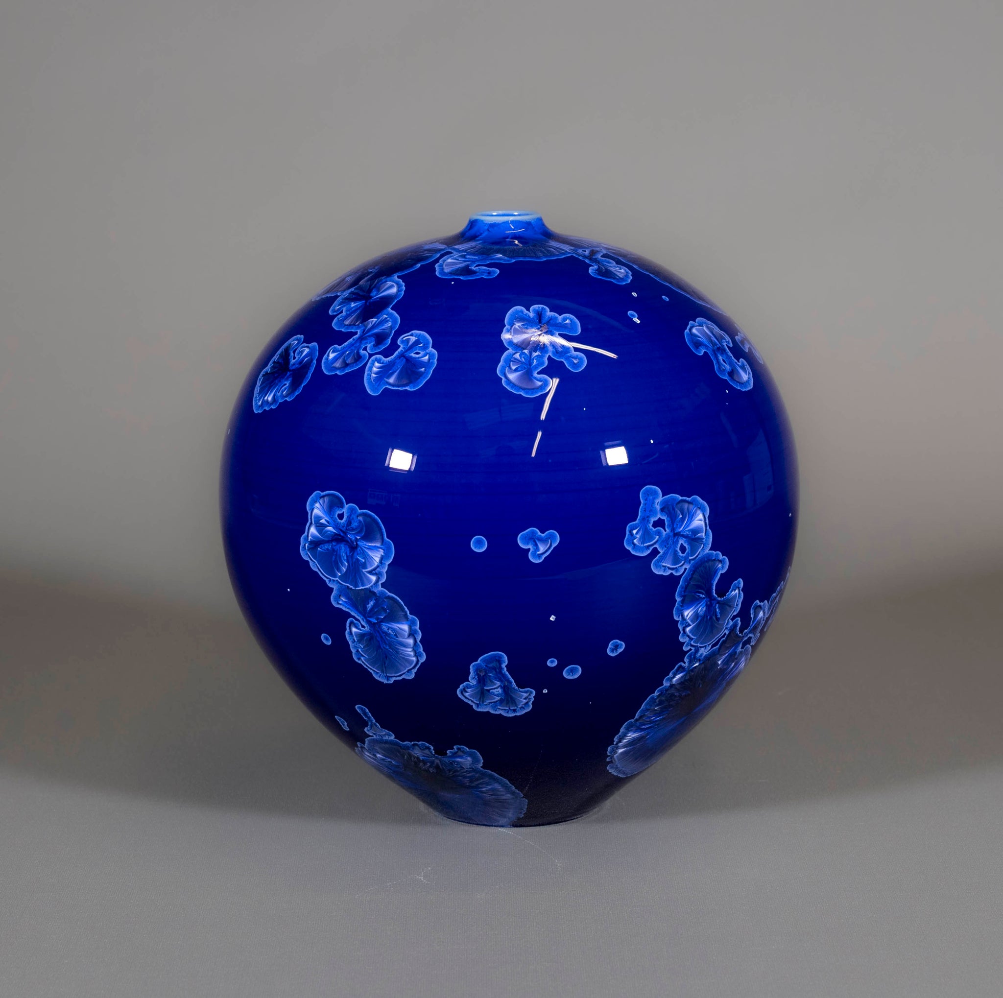 Azure Blue Crystalline Vase